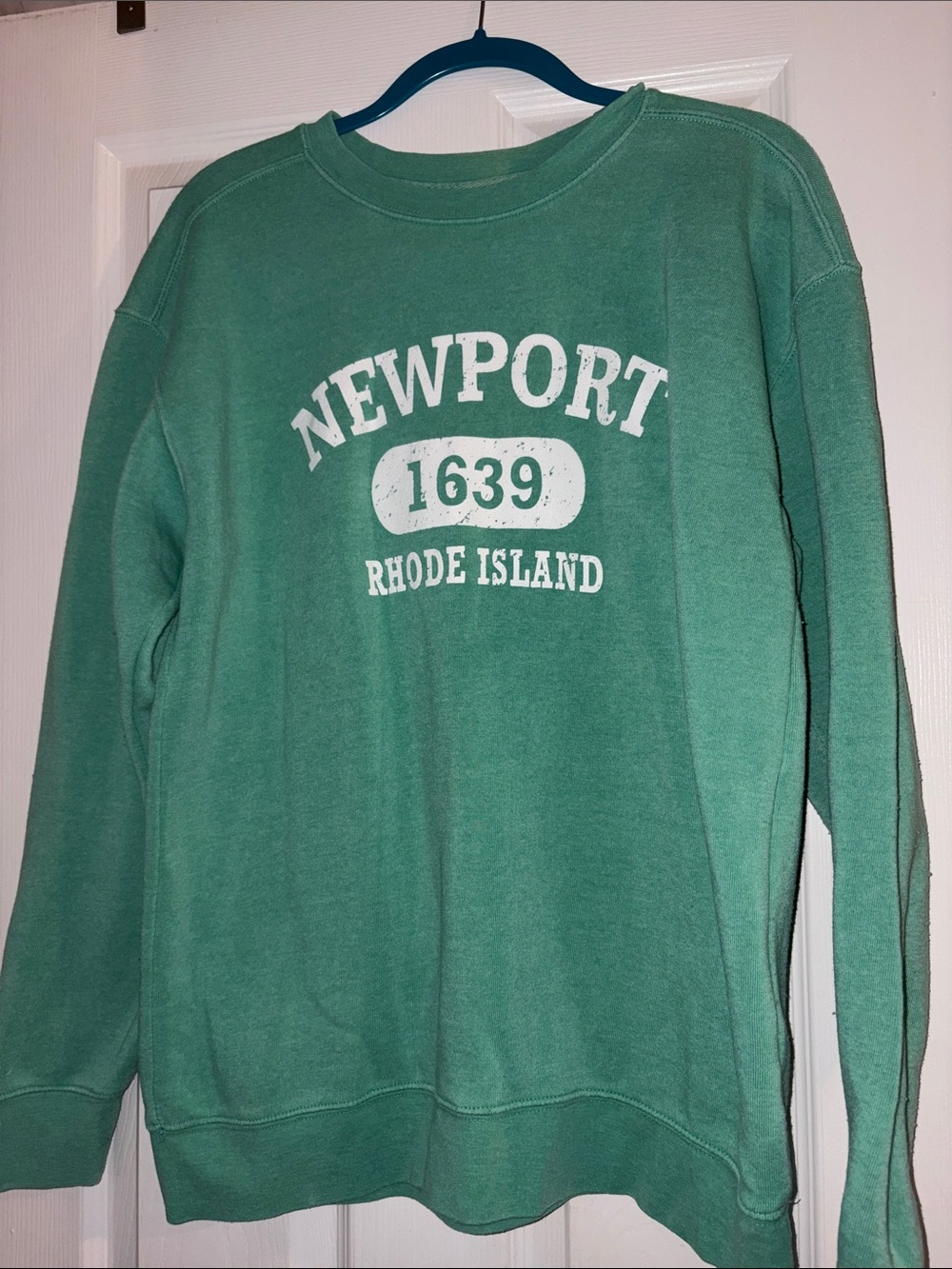 Vineyard Crew Green Crewneck Sweatshirt with White Newport Graphic